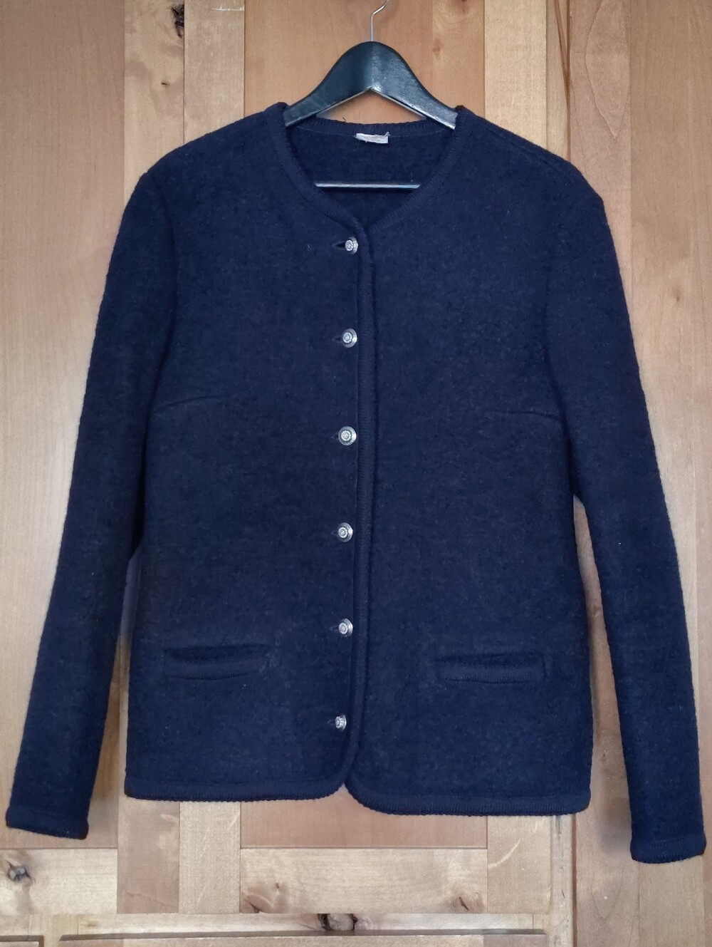 Vintage Brooks Brothers Navy Boiled Wool Cardigan Trachten Jacket Women's Size L